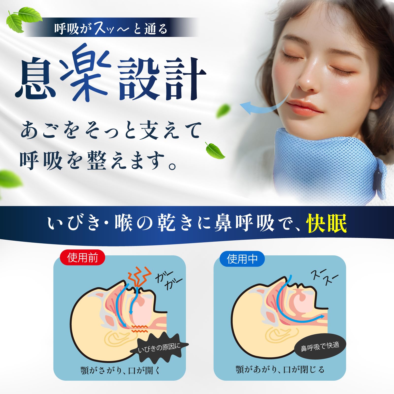 Amazon.co.jp: いびき防止グッズ 顎固定 いびき軽減 いびき対策 ネック